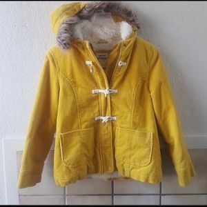 Mini Boden girls corduroy and fleece winter coat.